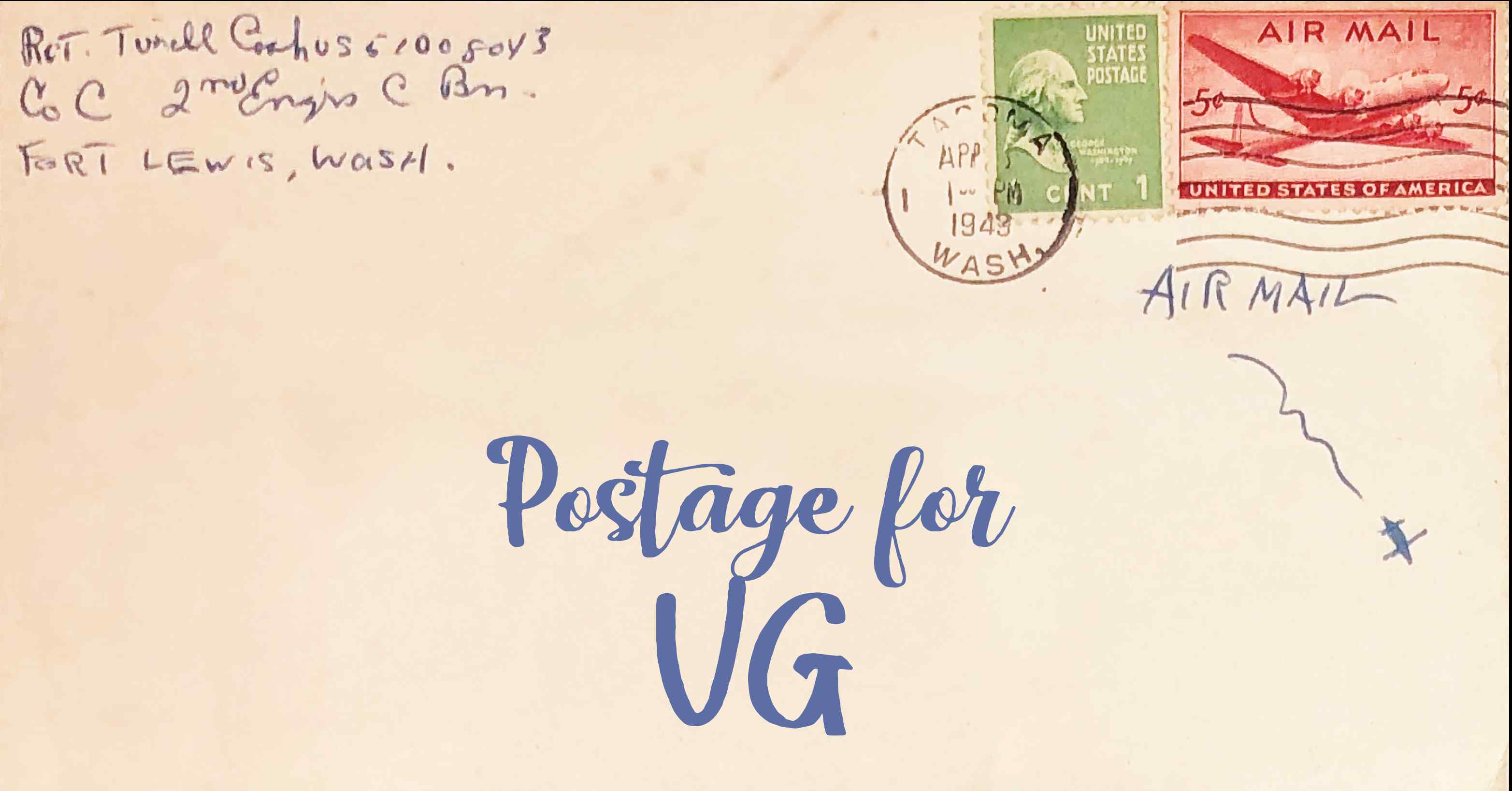 Photo of an old envelope reading 'Postage for the British Virgin Islands'