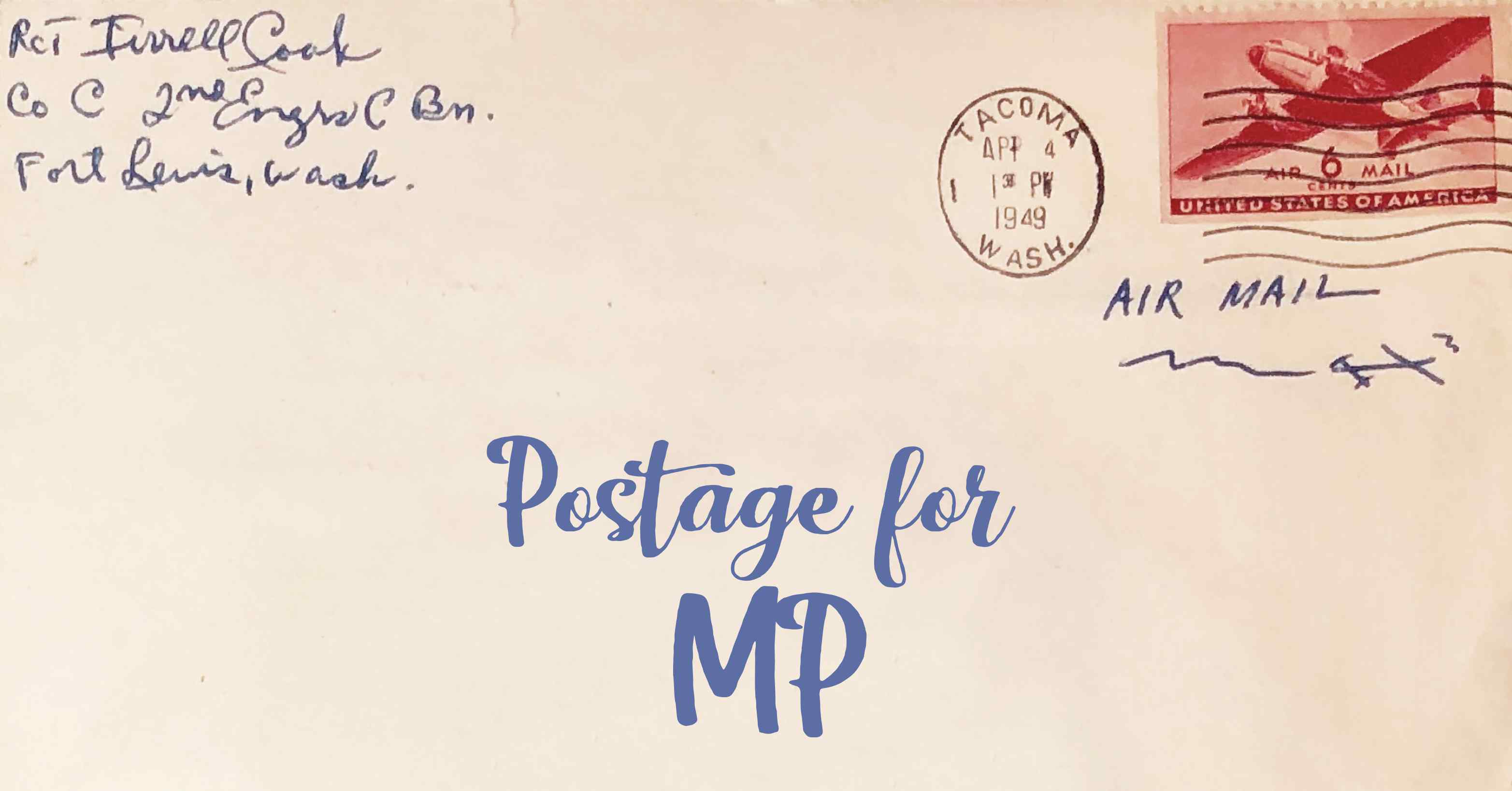 Photo of an old envelope reading 'Postage for the Northern Mariana Islands'