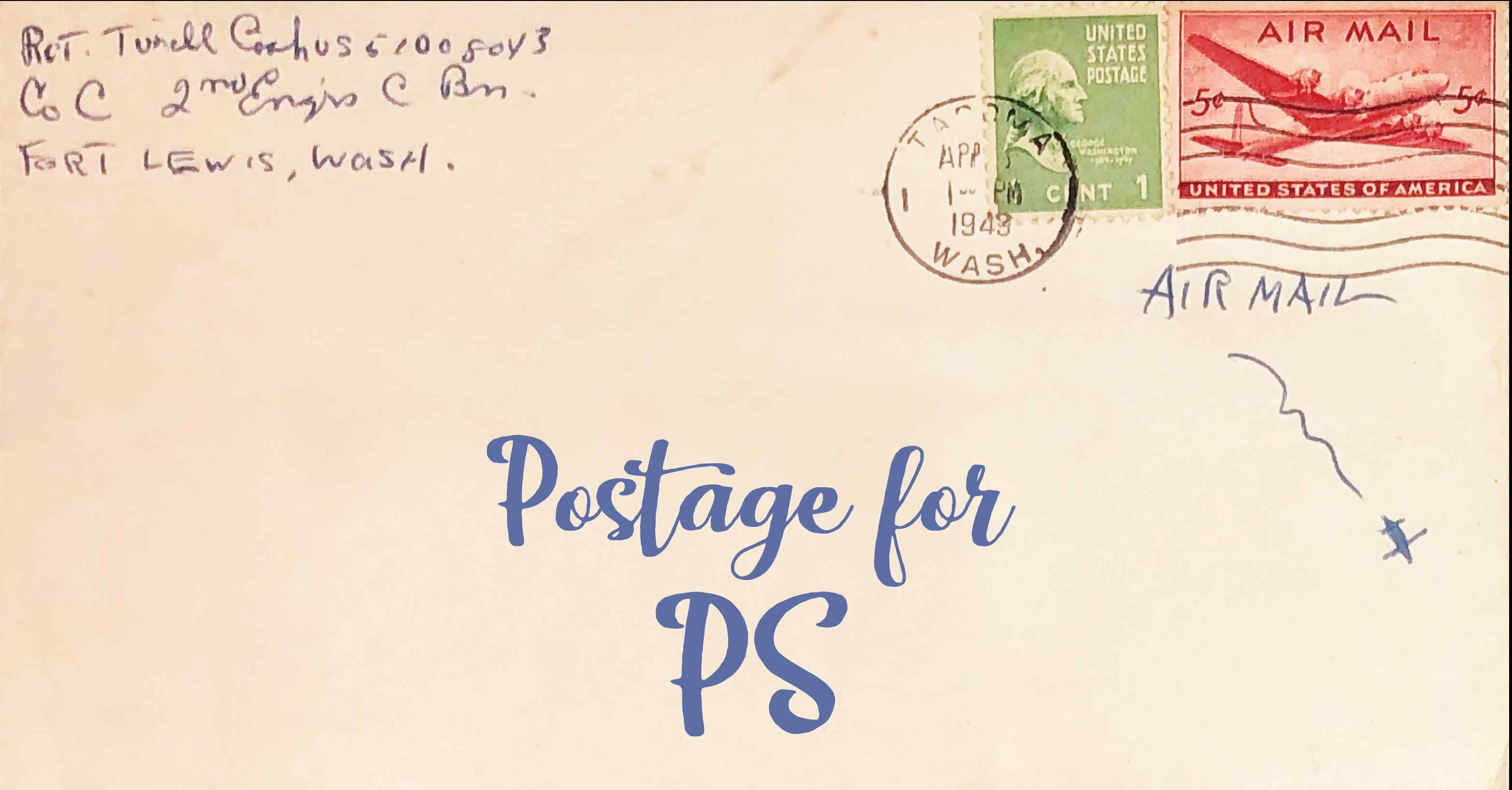 Photo of an old envelope reading 'Postage for Palestinian Territory'